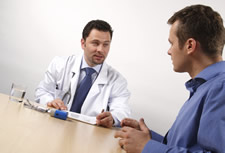 Doctor talking with a patient about registry evaluations