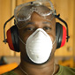 Man wearing workplace safety gear