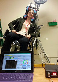 WRIISC staff testing out a
NASA-designed rotational chair.