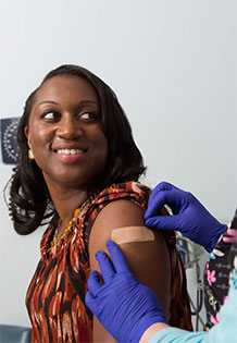 Woman getting immunized